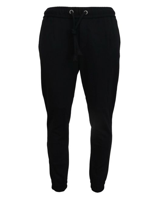 Dolce & Gabbana Black Sport Wool Sweatmen's Pants for men