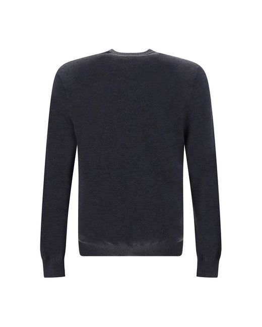 Fendi Black Grey Wool Logo Details Sweater for men