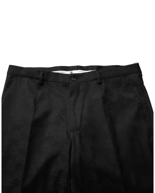 Dolce & Gabbana Black Wool Skinny Dress Formal Trouser Pants for men