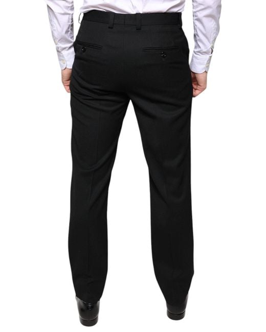 Dolce & Gabbana Black Wool Skinny Dress Pants for men