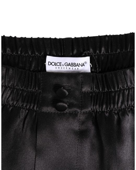 Dolce & Gabbana Black Silk Satin Elastic Men Boxer Short Swimwear for men
