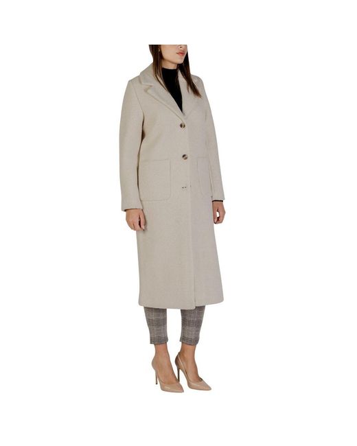 Ichi Gray Cream Wool Coat