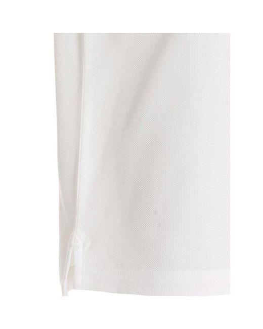 Burberry White Elegant Pique Cotton Polo With Tartan Collar Detail for men