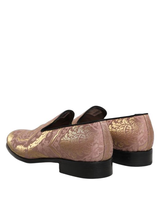 Dolce & Gabbana Pink Brocade Men Slip On Dress Loafers Shoes for men