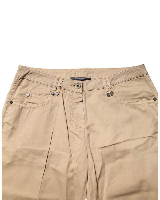 Plein Sud Natural Beige Straight Cotton Stretch Chino Pants