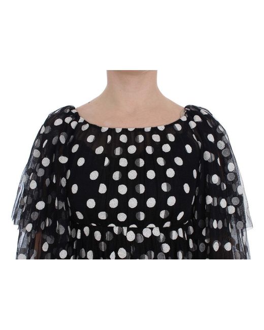 Dolce & Gabbana Black Polka Dotted Ruffled Dress
