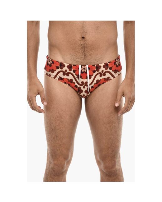 DSquared² Pink Floral Motif Slip Swimsuit for men