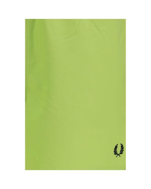 Fred Perry Green Bicolor Recycled Polyester Shorts for men