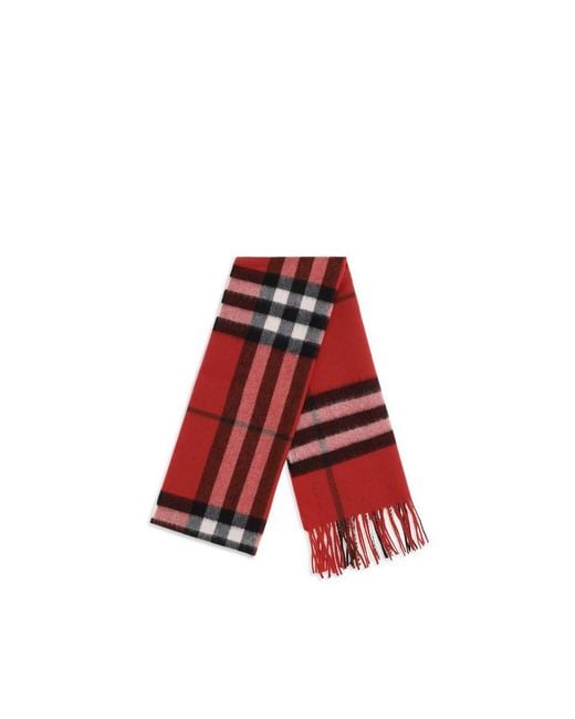 Burberry Red Multicolor Cashmere Scarf