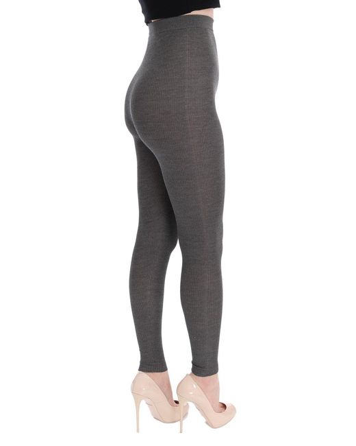 Dolce & Gabbana Gray Elegant High Waist Cashmere Tights Pants