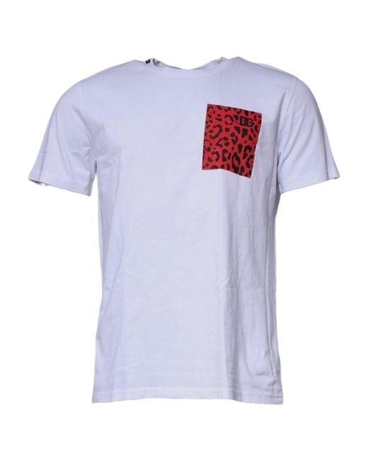 Dolce & Gabbana White Leopard Pocket Tshirt for men