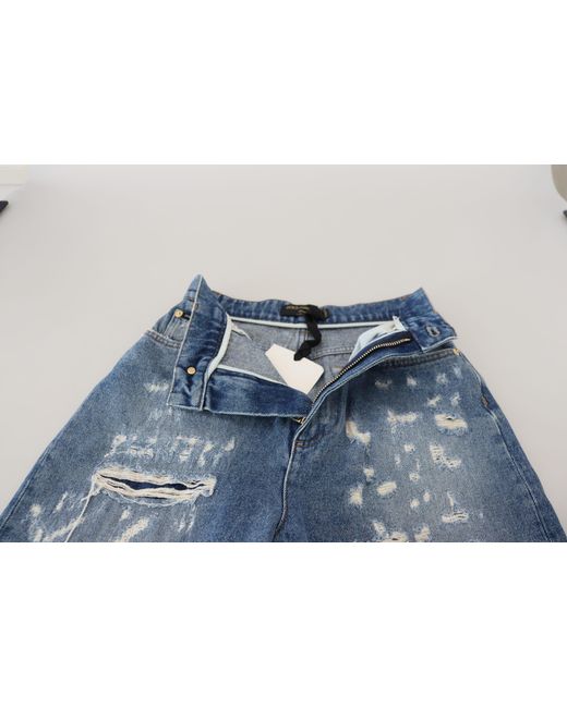 Dolce & Gabbana Blue Chic Tattered Denim Pant