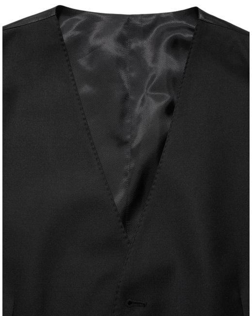 Dolce & Gabbana Black Wool Single Breasted Waistcoat Vest for men