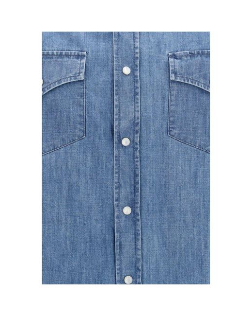 Brunello Cucinelli Blue Denim Shirt for men