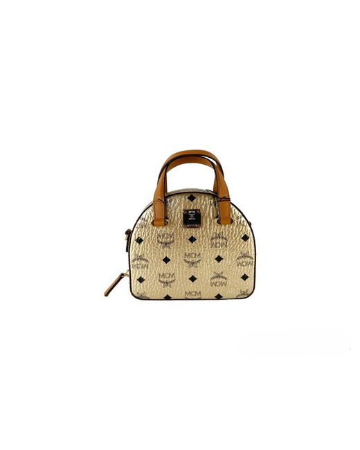 MCM Black Half Moon Mini Round Top Tote Crossbody Bag