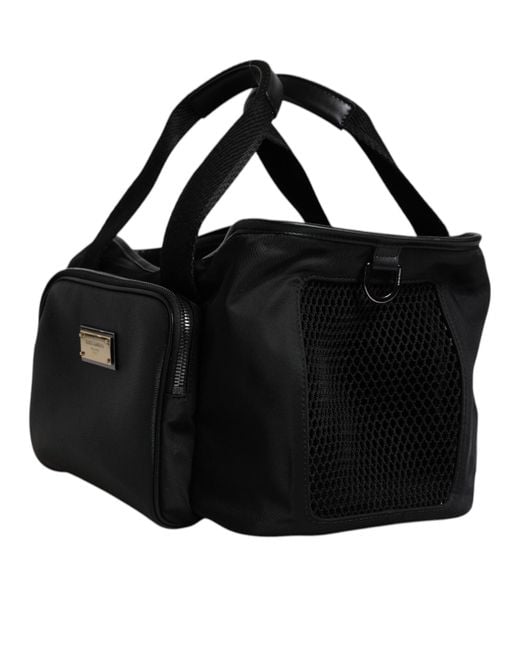 Dolce & Gabbana Black Shoulder Strap Pet Carry Logo Plaque Bag for men