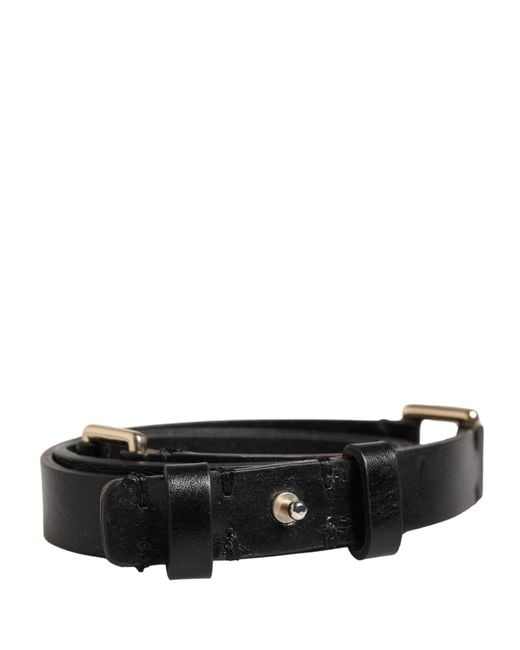 Gianfranco Ferré Black Leather Thin Gold Metal Brass Buckle Waist Belt