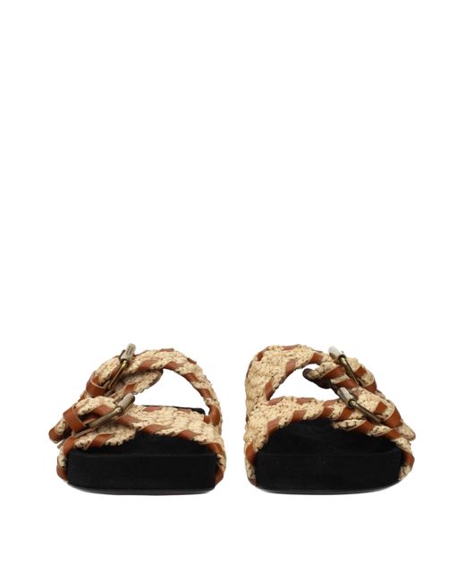 Isabel Marant Brown Beige Raffia Slippers Sandals