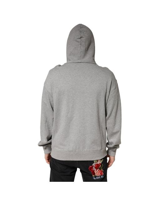 Dolce & Gabbana Gray Cotton Hooded Sweatshirt Sweater for men