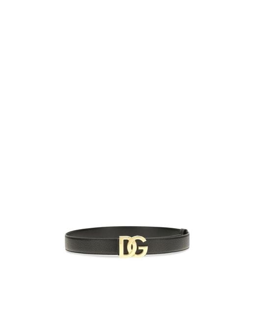 Dolce & Gabbana Black Calf Leather Bos Taurus Regular Belt for men