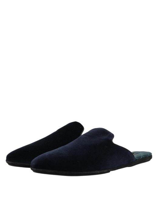 Dolce & Gabbana Dark Blue Suede Slides Flat Slipper Men Shoes for men