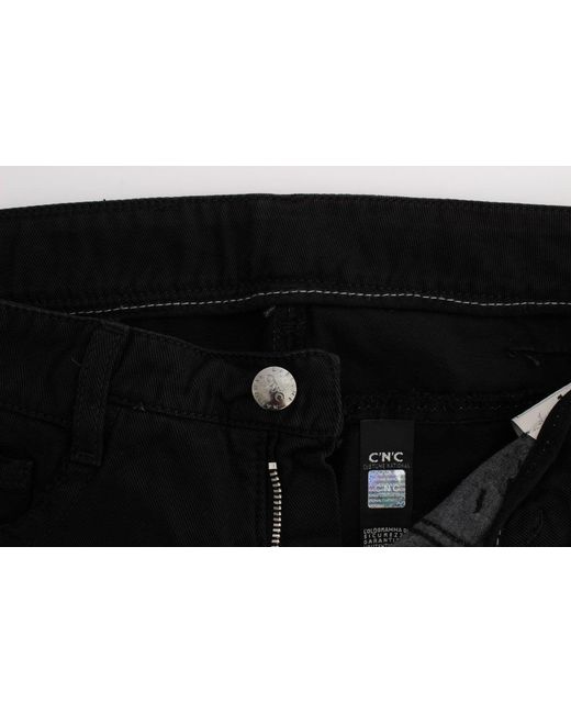 CoSTUME NATIONAL Cotton Slim Fit Bootcut Jeans Black Sig30120