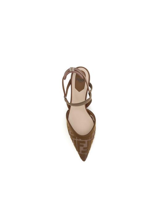 Fendi Brown Polyamide Mid Heel Pumps