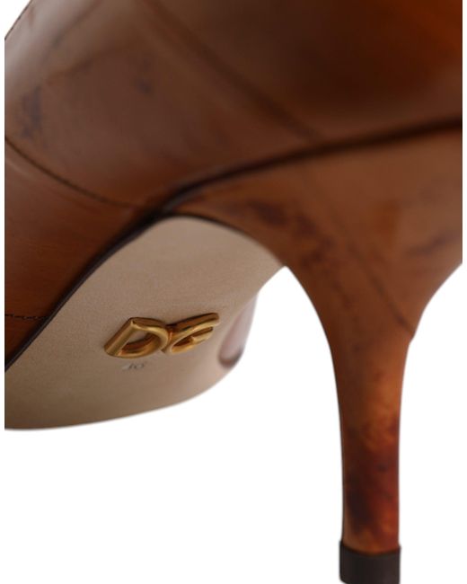 Dolce & Gabbana Brown Leather Kitten Heels Pumps Shoes