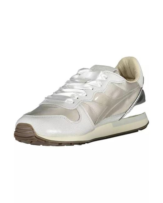 Diadora White Gray Fabric Sneaker