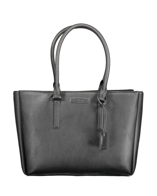 Calvin Klein Elegant Black Shoulder Bag With Triple Compartments