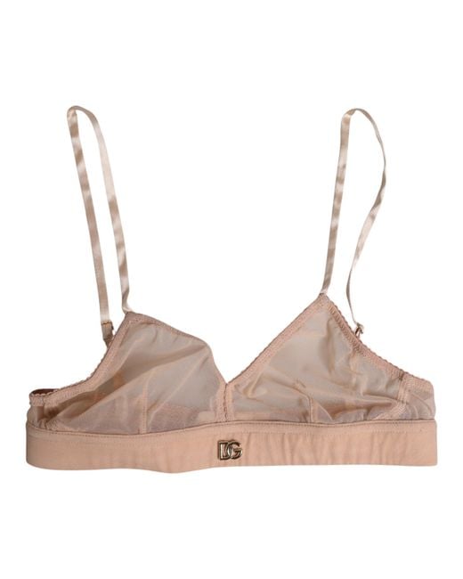 Dolce & Gabbana Multicolor Powder Pink Nylon Dg Logo Non Wire Bra Underwear