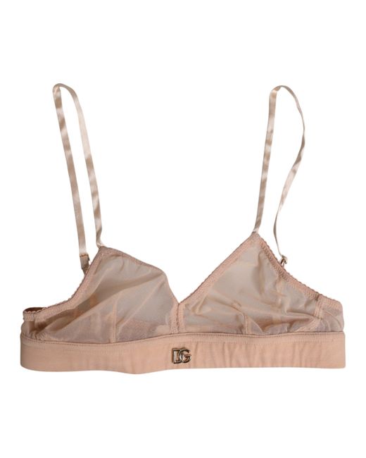 Dolce & Gabbana Multicolor Powder Pink Nylon Dg Logo Non Wire Bra Underwear