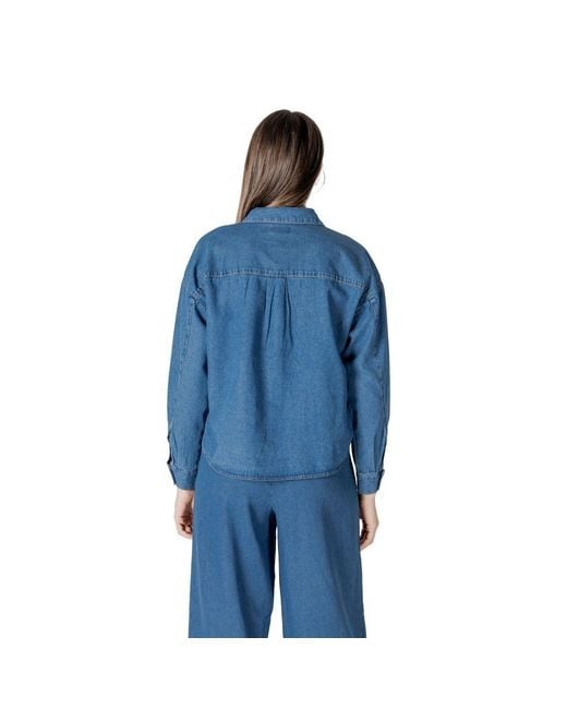 Ichi Blue Cotton Blouse
