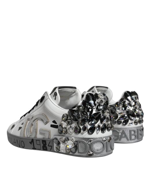 DOLCE & GABBANA オルオハロコシャカトホルトフィノスニカ Dolce & Gabbana Crystal Logo Portofino Sneakers Shoes in