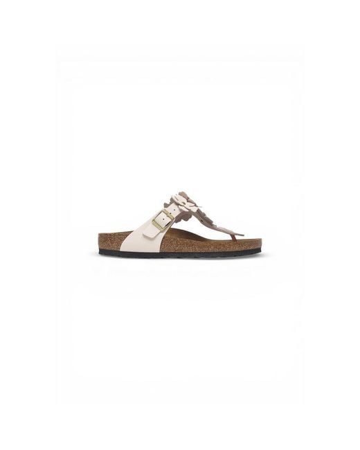 Birkenstock Metallic Pink Leather Flat Sandals