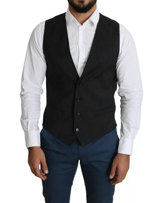 Dolce & Gabbana Black Formal Staff Dress Waistcoat Vest for men