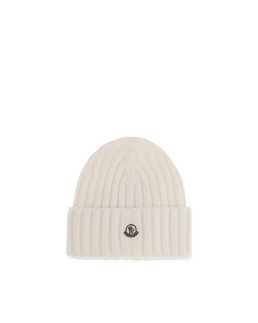 Moncler White Wool Oves Aries Beanie