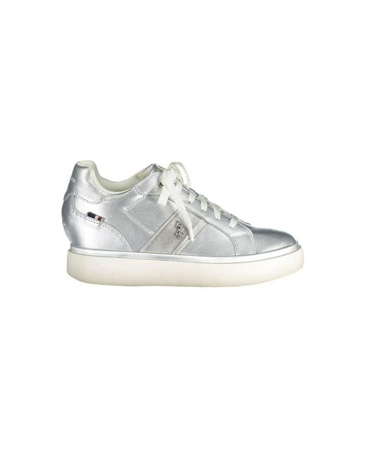 U.S. POLO ASSN. White Silver Polyester Sneaker