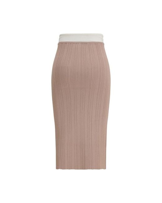 DIESEL Brown Multicolor Viscose Midi Skirt