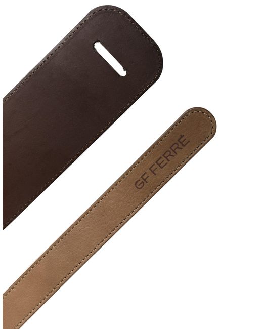 Gianfranco Ferré Brown Genuine Leather Logo Wide Waist Belt