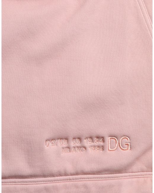 Dolce & Gabbana Pink Cotton Hooded Pockets Pullover Sweater for men