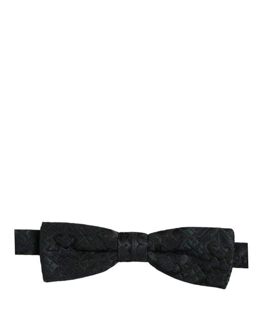 Dolce & Gabbana Men Black Green Paisley Adjustable Neck Papillon Bow Tie for men