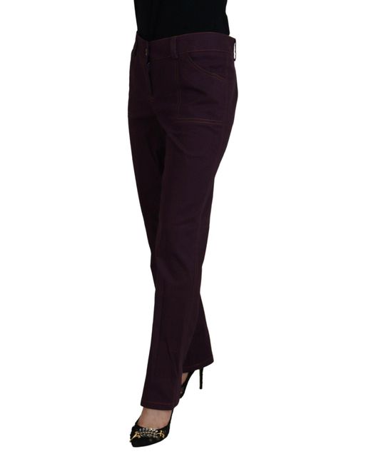 Bencivenga Blue Purple Cotton Mid Waist Tapered Pants