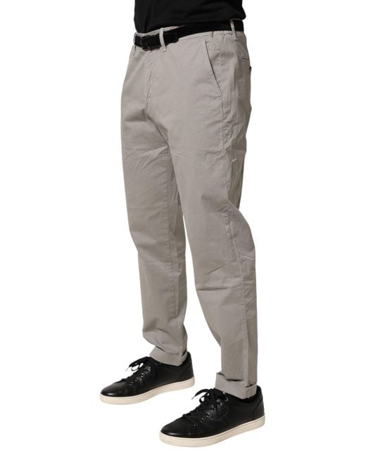 Jeckerson Gray Cotton Stretch Tapered Fit Men Chino Trouser Pants for men