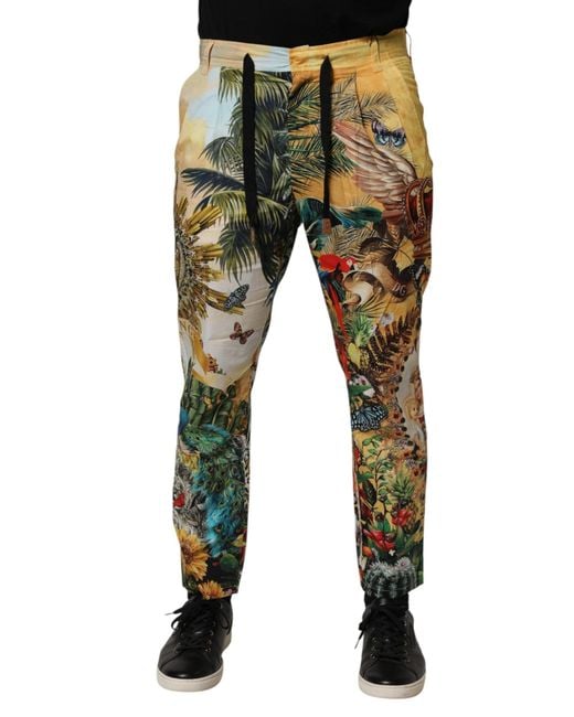 Dolce & Gabbana Black Multicolor Tropical King Lounge Trouser Pants for men