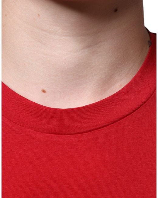 Dolce & Gabbana Red Cotton Dg Logo Print Crew Neck T-Shirt for men