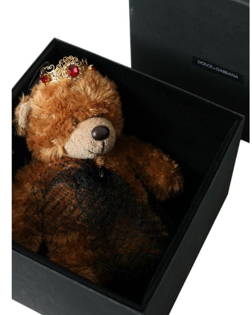 Dolce & Gabbana Brown Teddy Bear Crystal Crown Hair Band Diadem
