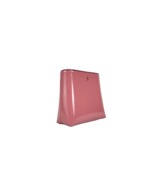 Tory Burch Red Patent Emerson Small Bucket Bag Purse