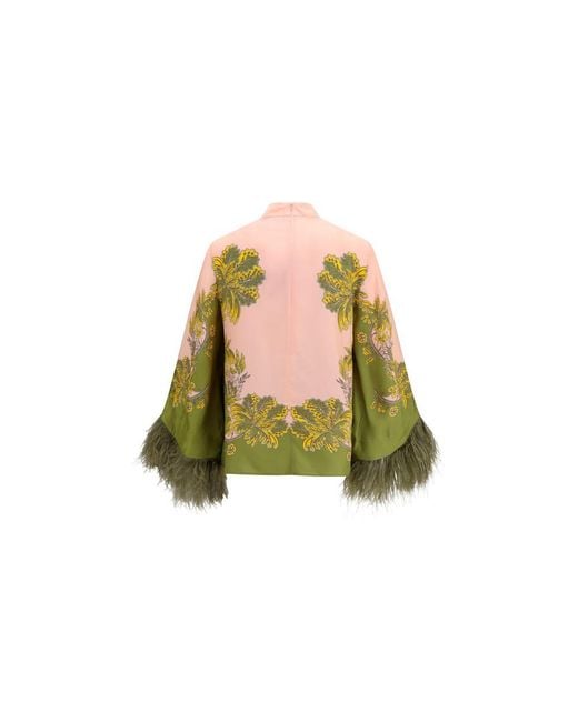 LaDoubleJ Green Multicolor Silk Pattern Shirt