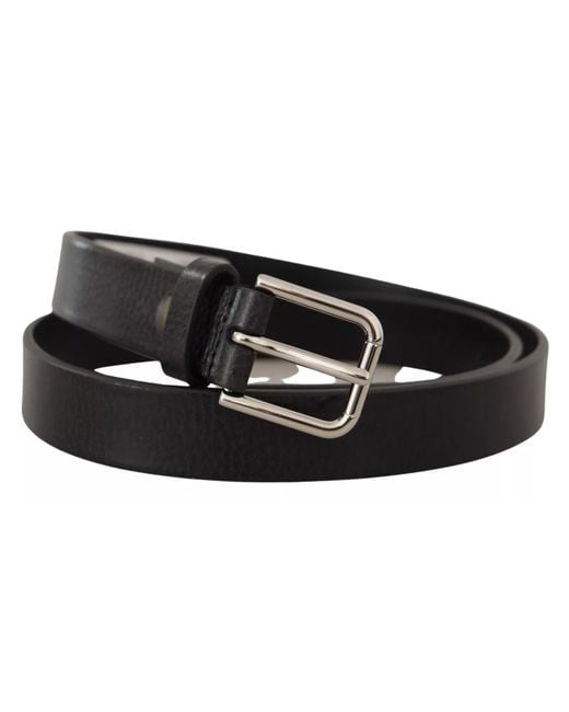 Dolce & Gabbana Black Elegant Leather Belt With Metal Buckle for men